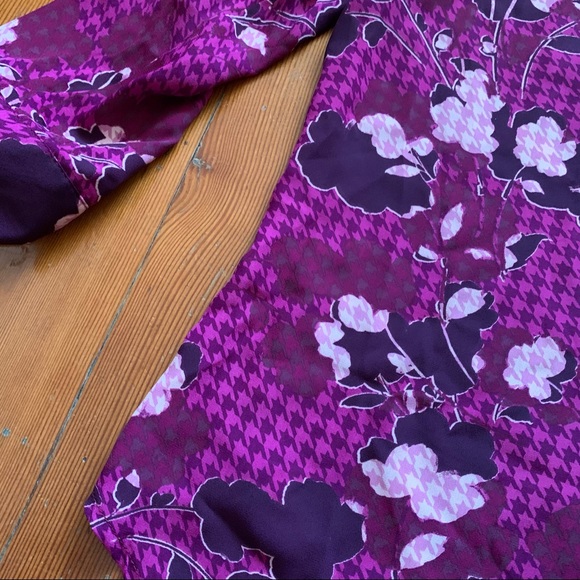 NWT Zac & Rachel Houndstooth Floral 3/4 Tie Sleeve Purple Berry Pink Small - Picture 13 of 13